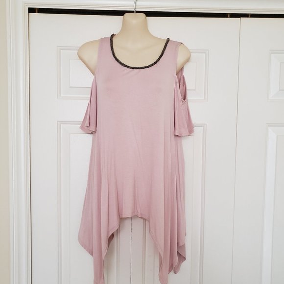 Jennifer Lopez Pink Cold Shoulder Top Size Small Make Offer - Picture 1 of 4